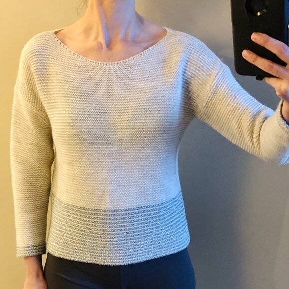 Bella Amore Italy Wool Alpaca Blend Cream Metallic Silver Knit Scoop Neck Sz S - Picture 14 of 14